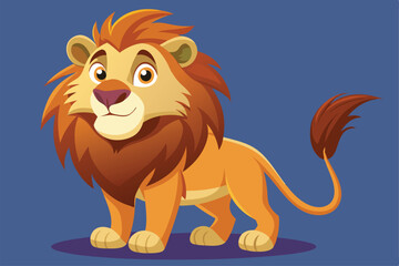 Sticker - The lion character displays a warm smile against a bright blue backdrop, a cartoon character Lion