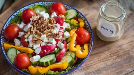 Vibrant bowl of healthy salad with fresh vegetables.