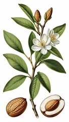 background botanical almond old illustration olated almond old vintage retro watercolor botanical bo