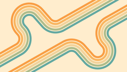 Wall Mural - abstract background of rainbow groovy wavy line design in 1970s hippie retro style. vector pattern r