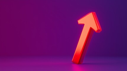 Poster - A vibrant red arrow pointing upward against a soft purple backdrop symbolizes growth and progress in a modern design setting