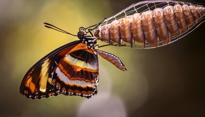 Viceroy butterfly emerging. A viceroy butterfly is shown emerging from it s chrysalis 