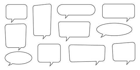 Wall Mural - Collection of line speech bubble, speech balloon, chat bubble.