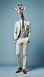 © akkash vertical - animal abstract giraffe man wild suit creative portrait legs standing illustrated minimal business clothes two dressed elegant  ai portrait composition colours concept fashion standing background