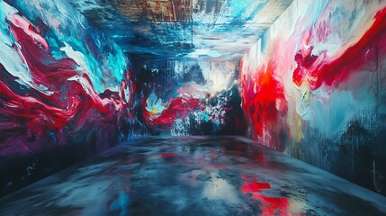 Wall Mural - Abstract Art Room with Colorful Paint Splashes