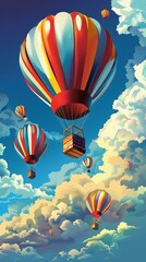 Wall Mural - Colorful Hot Air Balloons Floating in the Sky