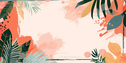 Wall Mural - Abstract Watercolor Tropical Floral Background Illustration