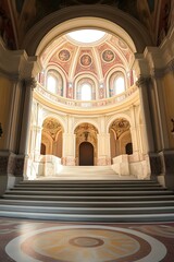 Poster - Grand Staircase Leading to a Domed Ceiling in a Historical Building