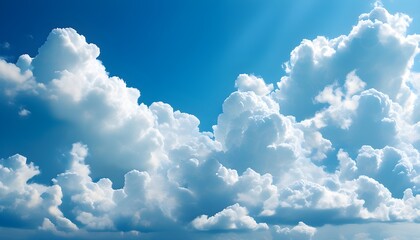 Serene Blue Sky Adorned with Fluffy White Clouds