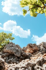 Poster - Rocky Landscape with Blue Sky and Clouds