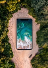 Canvas Print - Smartphone Beach Wallpaper Aerial View