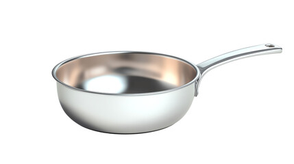 A sleek stainless steel saucepan ideal for cooking various dishes with ease and efficiency. Perfect addition to any kitchen, Transparent background.