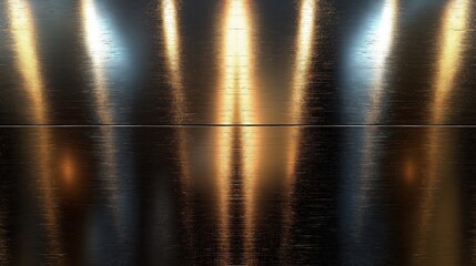 Canvas Print - Reflective metal surface with warm light.