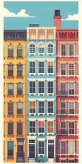 Canvas Print - Row of Colorful Houses in New York City