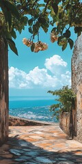 Poster - Stone Pathway Leading to Sea View