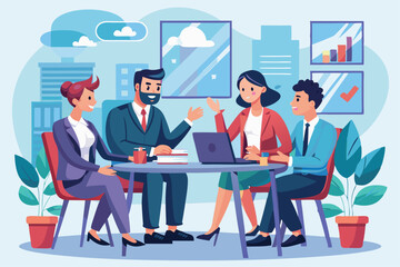 Poster - A diverse team collaborates on business negotiations while seated at a stylish conference table, Business Negotiations