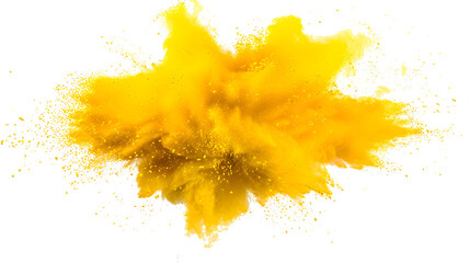 Wall Mural - yellow powder explosion cloud isolated on white background