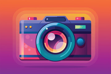 A vibrant camera interface design features a blurred gradient as a background for artistic presentation, Camera Interface with Realistic Blurred Gradient Background