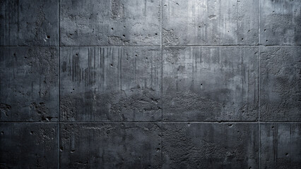 Poster - The surface showcases a rough, gray concrete wall displaying various textures and imperfections, emphasizing its industrial character and minimalist style