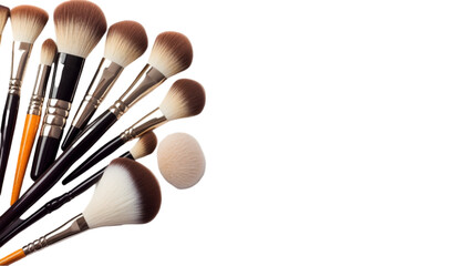 Professional makeup brushes set isolated on transparent background