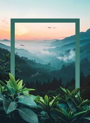 Poster - Green Mountains with a Frame