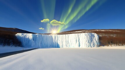 Sticker - Frozen Waterfall Landscape in Winter