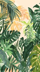 Wall Mural - Tropical Leaves Illustration Background