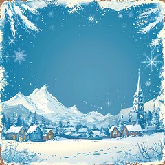 Wall Mural - Christmas Village in Snowy Mountains