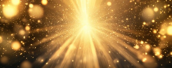 Canvas Print - Golden light burst background lights shimmering astronomy.