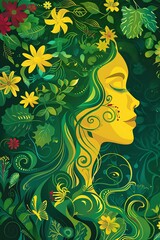 Wall Mural - Woman With Flowers In Her Hair