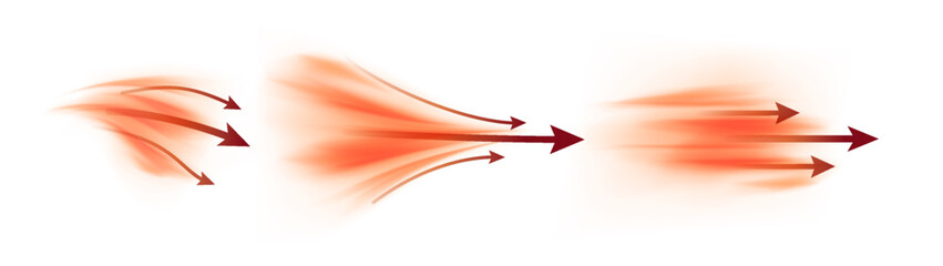 Hot or warm air flow movement with arrows.