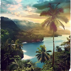 Wall Mural - Tropical Sunset Coastline View