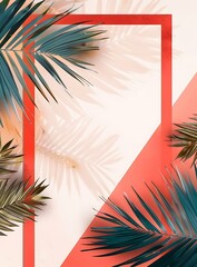 Sticker - Palm Leaves and Shadow on Colorful Background