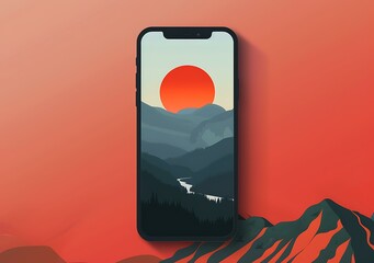 Wall Mural - Minimalist Mountain Landscape Phone Wallpaper