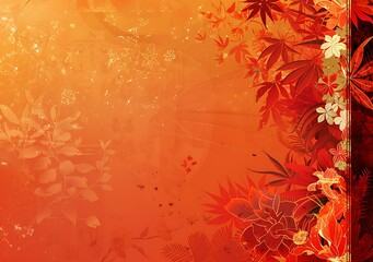 Sticker - Orange and Red Floral Background Design