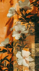 Sticker - White Flowers Against Orange Wall