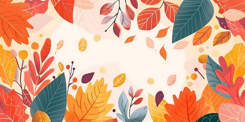 Poster - Autumn Leaves Illustration with White Background