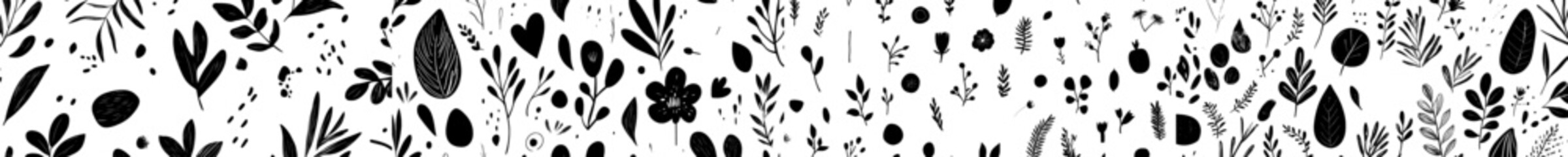 With black flowers and leaves plus geometric elements, this seamless pattern can be used in fashion prints, wraps, textiles, papers, and wallpapers.