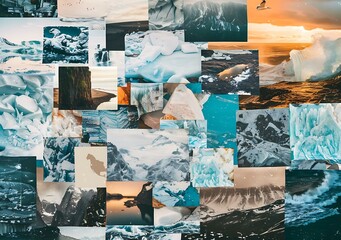 Wall Mural - Icebergs, Mountains and Ocean Collage