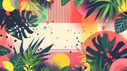 Wall Mural - Tropical Leaf Pattern Abstract Summer Design