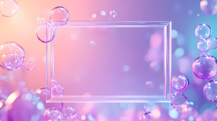 Poster - Purple illusion of square frame and bubbles