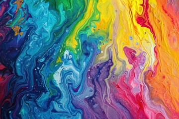 Sticker - Rainbow liquid metal background painting backgrounds art.