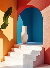 Poster - Abstract Minimalist Archway with Steps and Vase