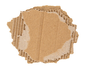Poster - ripped piece of corrugated cardboard, realistic paper scrap with torn edges, sign, label, banner, or paper collage element, isolated on a transparent background, grunge textured graphic element