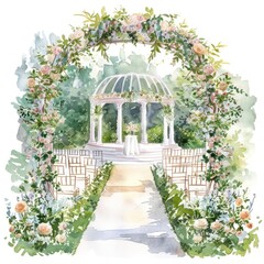 Poster - Romantic garden wedding ceremony illustration