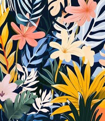 Wall Mural - Tropical Floral Pattern Seamless Illustration