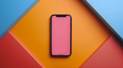 Sticker - Modern Minimalist Smartphone Mockup with Colorful Background