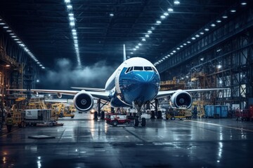 Canvas Print - Airplane factory transportation manufacturing.