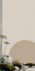 Wall Mural - Minimalist Abstract Background With Stones, Plants, And Water