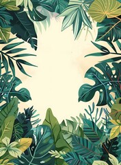 Sticker - Tropical Leaves Border Illustration